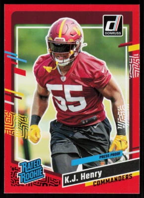 2023 Donruss K.J. Henry #400 FOOTBALL Commanders RC Press Proof Red - Image 1 of 2