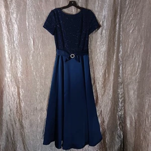 Scott McClintock formelles Damen-Abschlussballkleid Größe 8 blau Pailletten ausgestellte Schnalle - Bild 1 von 8