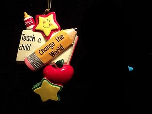 KSA "TEACHER WITH STAR ~ TEACH A CHILD"  Ornament  ~ Free Personalization ~ Cute - Picture 1 of 1