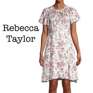 Rebecca Taylor Esmee White Rose Floral Dress Size 2 - Picture 1 of 17