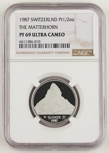 Switzerland 1987 1/2 Oz Platinum Proof Coin The Matterhorn NGC PF69 Ultra Cameo - Picture 1 of 4