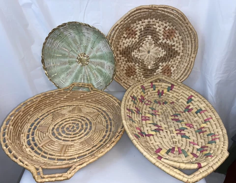 Hand Coiled Woven Round Basket Wall Hanging Art Boho Cover