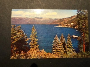 LAKE TAHOE KALIFORNIEN LUFTBILD DES LAKE CHROME POSTKARTE 1985 GESTEMPELT - Bild 1 von 2