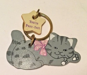Wood Cat Keychain Key Ring - Picture 1 of 3