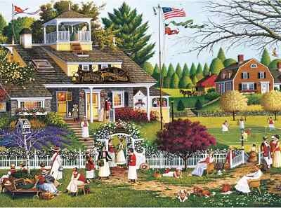 LOVE Charles Wysocki NEW 1000 piece Jigsaw Puzzle Girls Tennis & Tea Club RARE - Image 1 of 3