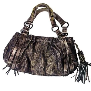 G Serie Gold Bronze Handtasche mit Quasten und Spitze Used-Look - Bild 1 von 11