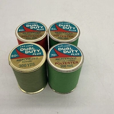 (4) J & P Coats Dual Duty Plus Spool Mercerized Sewing Thread -Vintage New - Image 1 of 4