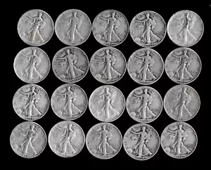 ROLL (20) LIBERTY WALKING HALF DOLLARS 90% SILVER (1934-45) LOT  B53 - Picture 1 of 2