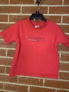 Vintage Y2K Boys Tommy Hilfiger Logo Shirt Red 4 - Picture 1 of 7