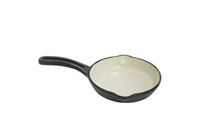 Mirro MIR-19056 6" Mini Cast Iron White Enamel Coated Interior Skillet, Grey, - Image 1 of 4
