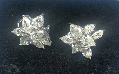 Серьги-клипсы в форме груши с бриллиантами - Изображение 1 из 4