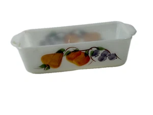 Anchor Hocking Fire King 409 Quart Kastenform bemalt Obst Design Vintage USA - Bild 1 von 13