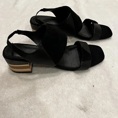 Kelsi Dagger Brooklyn Black Leather Square Toe Womens 7.5 Strappy Slingback Heel - Image 1 of 4