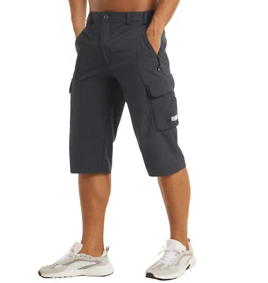 Pantalones Cortos de Trabajo de Carga para Hombres Secado Rápido 3/4 Longitud Informales Senderismo Correr Pantalones Capri Foto 1 de 4