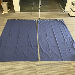 Pair of Navy Blue Curtain Panels w/Silver Grommets Macy's/Keeco 48"x80" - Picture 1 of 3