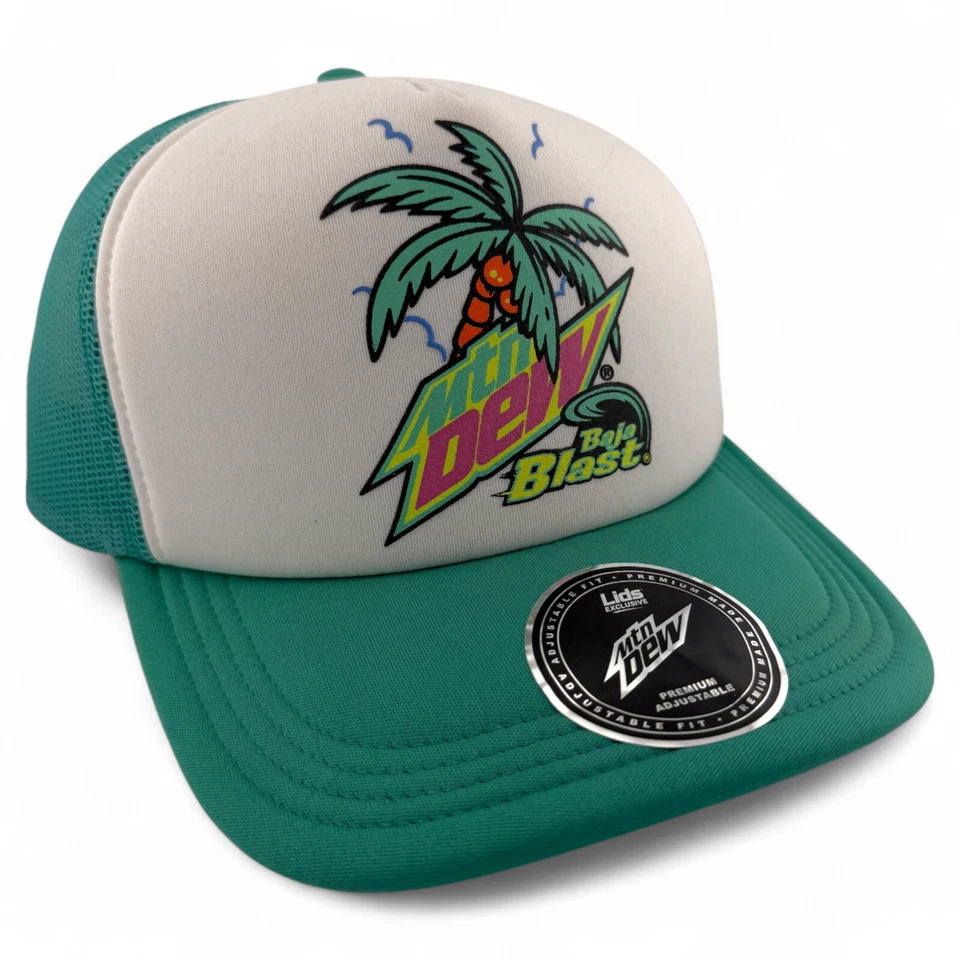 Mountain Dew Baja Blast Lids Exclusive Mtn Foam Trucker Adjustable Snapback Hat - Image 1 of 4