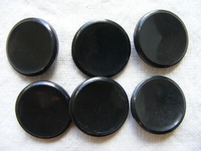 ca 2,1 cm 6 Stück Knopf Sammlung Set alt Knöpfe Mantel Jacke groß schwarz Steg - Bild 1 von 2