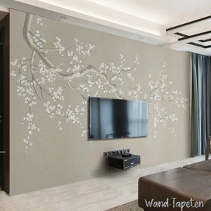 Fotomural no tejido papel pintado de pared murales pintado a mano Zen flores de ciruelo 3142 - Imagen 1 de 2
