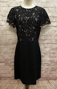 Brooks Brothers Red Fleece Dress 10 Black Sheath Lace Nude Lining Cocktail NEW - Picture 1 of 7