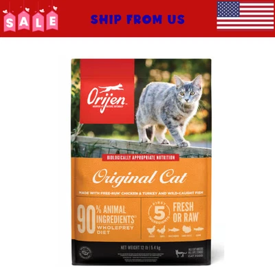 ORIJEN Cat High Protein Fresh & Raw Animal Ingredients Dry Food, 12 lbs.