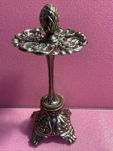 Vintage Victorian Style Ornate Metal Toothbrush Holder Stand Silver Finish 7” - Picture 1 of 12