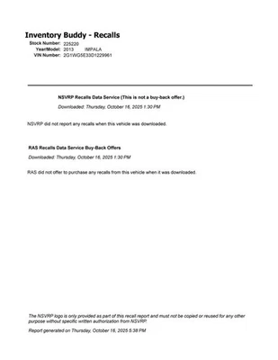 Passenger Front Seat VIN W 4th Digit Limited Bucket Fits 09-16 IMPALA 1331143 Foto 1 de 2