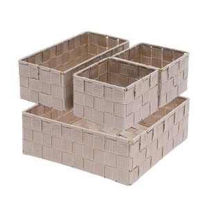 Drawer Organizer Bins, Woven Storage Stackable Box Set of 4, Cube Baskets for... - Picture 1 of 7