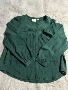 Maeve By Anthropologie Button Up Shirt Woman’s Size M Avignon Dark Green Blouse - Picture 1 of 7