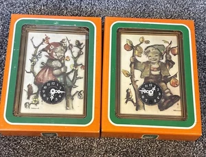 Lot of Two Vintage Decorative Hummel West Germany Wall Clocks - New In Boxes - Picture 1 of 10