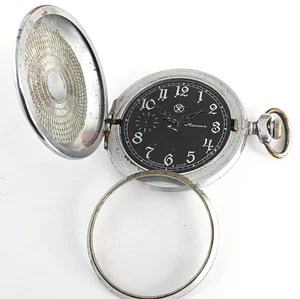 Vintage CASE Birdie Pocket Watch USSR MOLNIJA SOVIET Watch Parts - Picture 1 of 10