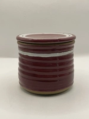 Vtg Brantford Pottery Burgundy Butter Bell Crock Signed USA made. New Condition - Image 1 of 4