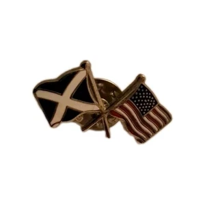 Vintage Anstecknadel Hutnadel silberfarben Schottland amerikanische Flaggen Freundschaftsnadel - Bild 1 von 3