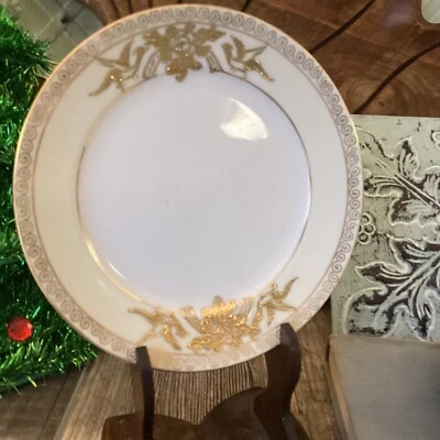 "4 platos de postre/pan Noritake pintados a mano N1732 dorados pájaros/flores/pan 6""" Foto 1 de 4