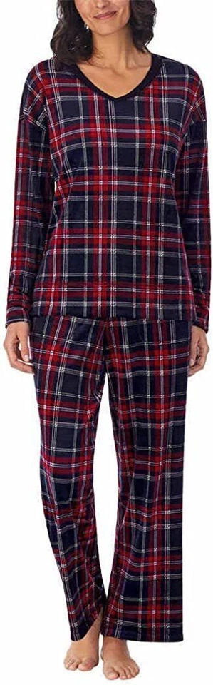 Nautica Women's 2 Piece Fleece Pajama PJ Sleepwear Set V-Neck Top, Sizes/Colors - Image 1 of 1