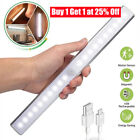 Wireless LED PIR Motion Sensor Light Strip Cabinet Closet Lamp USB Rechargeable