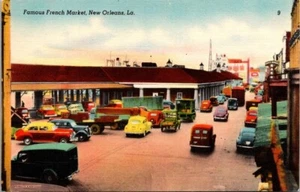 Postcard Famous French Market New Orleans Louisiana LA Classic Vehicles Unposted - Picture 1 of 2