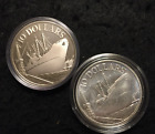 SINGAPORE 1975 AND 1977 $10 COINS PROOF AND UNC 2 COINS SILVER