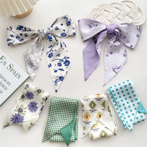 Scarf Long Satin Multi-Function Silk Scarf Hair Band Polka Dot Small Lattice - Picture 1 of 82