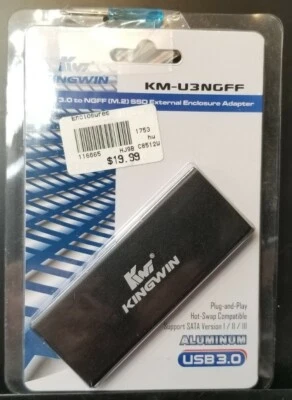 KINGWIN USB 3.0 to NGFF (M.2) SSD External Enclosure Adapter (SATA)》KM-U3NGFF - Image 1 of 4