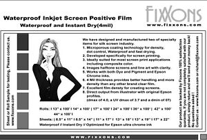 Waterproof Inkjet Screen Printing Positive Film 11"x17" 500 Sheets