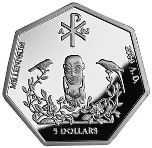 COOK ISLANDS $5 1999 Silver Proof 'Tangaroa God of Creation - Millennium' - Picture 1 of 2