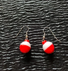 Fishing Bobbers Dangle Earrings Lucky Fishing Charms 3/4 inch Tackle Theme Fish - Picture 1 of 2