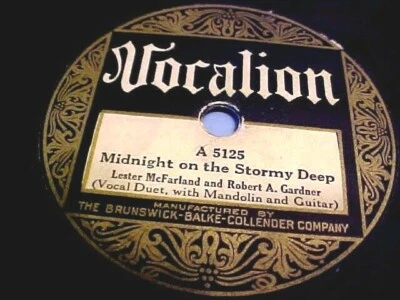 LESTER MCFARLAND & ROBERT GARDNER - EX+ SHELLAC - MIDNIGHT ON THE STORMY DEEP - Image 1 of 2