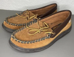 L.B. Evans Men's Chestnut Suede Moccasin Style Slippers Size 8M #1131 - Picture 1 of 9