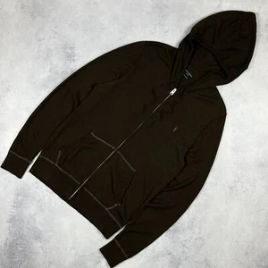 Designer AllSaints Mode Merino Wool Full Zip Hoody Brown Hoodie Mens Size L - Picture 1 of 16