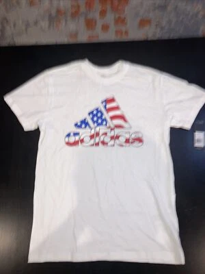 Camiseta Adidas Masculina Bandeira Nova Com Etiqueta Branca/Azul/Vermelha TAMANHO: MÉDIO FRETE GRÁTIS - Imagem 1 de 4
