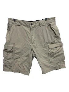 Duluth Shorts Mens L Sand Beige Elastic Waist Stretch Nylon Cargo Pocket Hiking - Picture 1 of 11