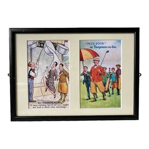 Vintage1930's Style Kitsch 2 Picture Postcards Framed Picture Sea Side Humour - Picture 1 of 12