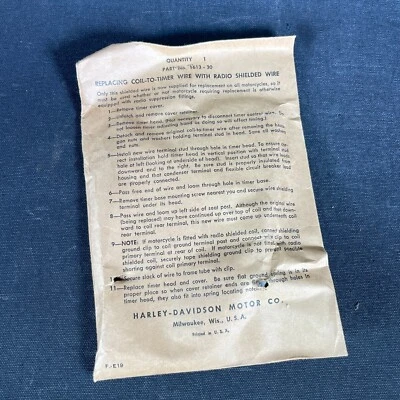 Nuevo de Lote Antiguo Harley Temporizador a Bobina Cable Cabezal de Nudillo UL Panhead VL WL 1613-30B 1930-1948 Foto 1 de 4