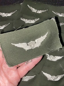 VIETNAM ERA - BASIC WING Sew On Badge Patches - WHITE ON GREEN ** For 1 Patch - Bild 1 von 8